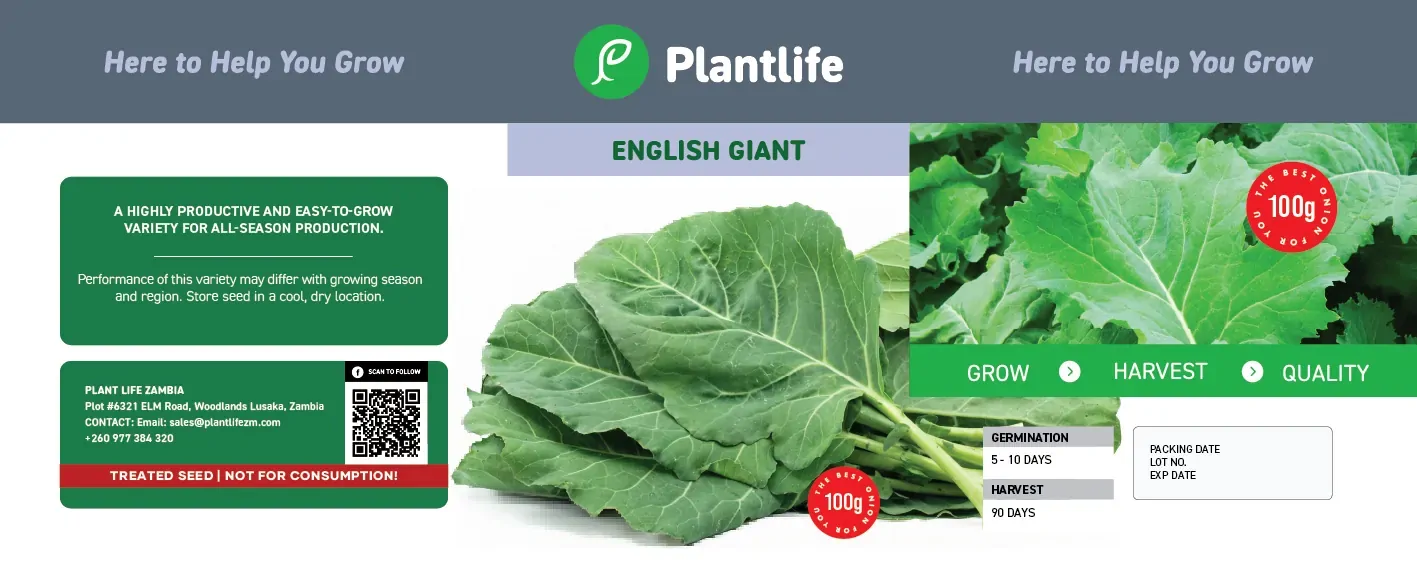 Plantlife 100g tin label for English Giant.